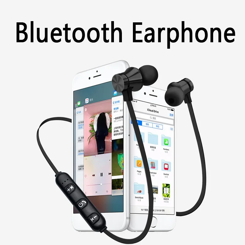 Neck Montiert Bluetooth Drahtlose Kopfhörer Sport Headset Wasserdichte Ohrhörer Neckband Magnetische Kopfhörer Mit Mikrofon Für iPhone Xiaomi Image