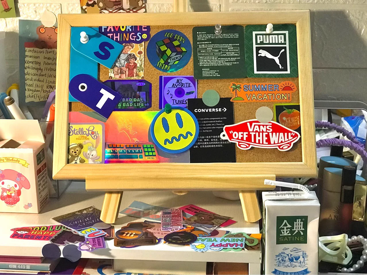 Korkholz Wandbehang Nachricht Pinnwand Rahmen Hinweis Notiz Memoboard für Home Office Shop Scho Image