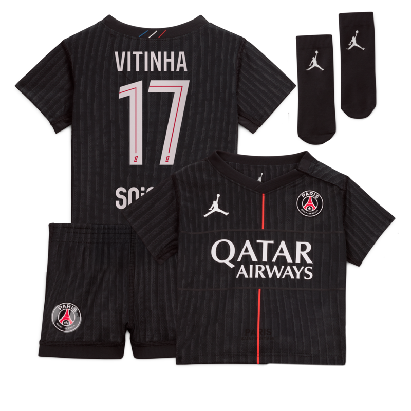 PSG x Jordan Mini-Viertesausrüstung 2025-26 - Baby mit Aufdruck Vitinha 17 Image