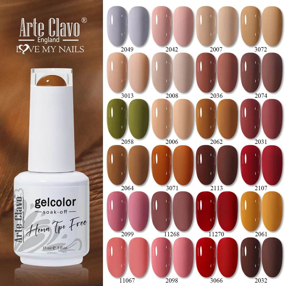 Arte Clavo 15 ml Coffee Brown Series Gel-Nagellack, UV-Mehrzweck, semi-permanent, Soak Off, Herbst-Winter-Nagelkunst-Hybrid-Lack Image