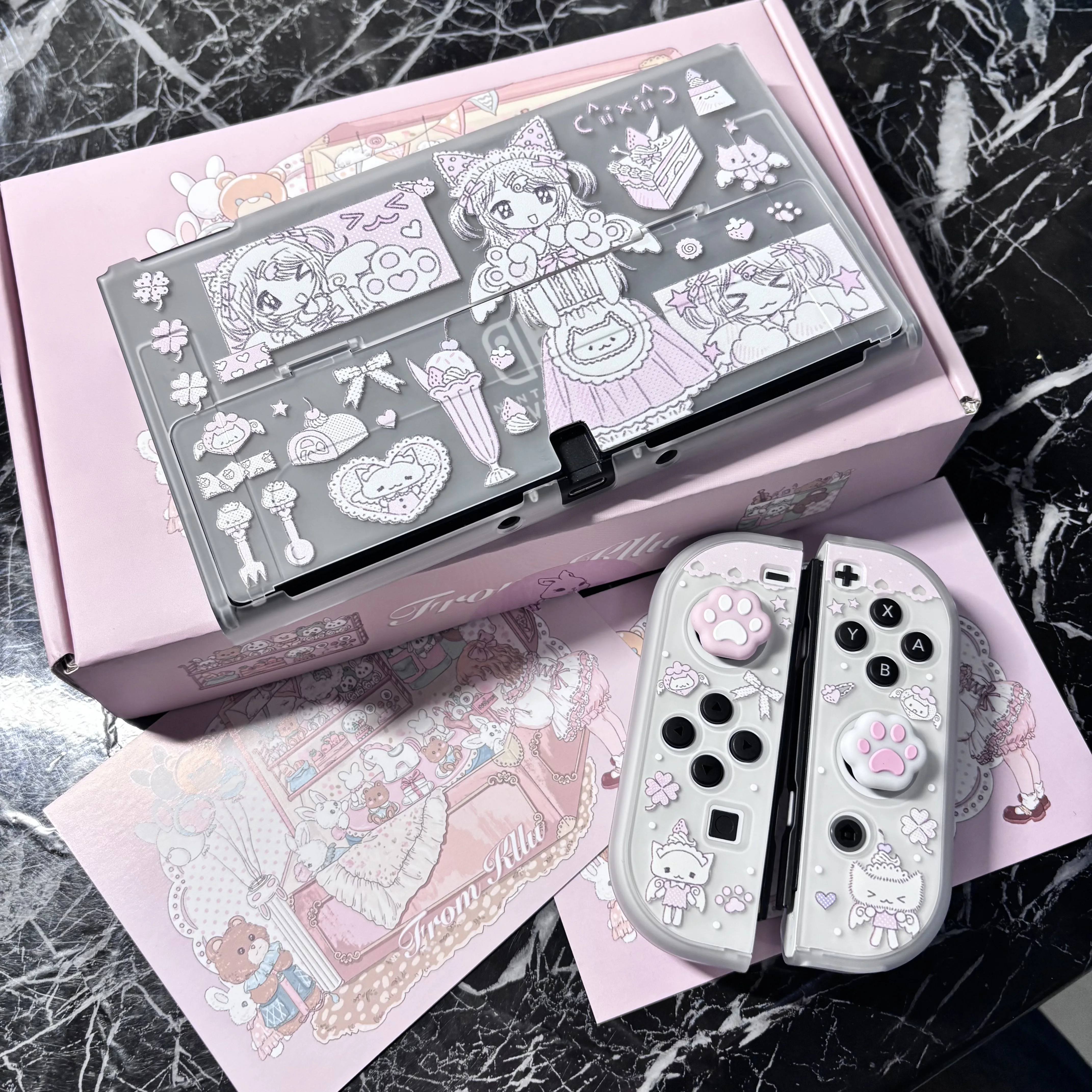 Kawaii Switch 2 Schutzhülle Anime Girl Gamin Konsole Dock Cover für Nintendo Switch 2/OLED Joy-Con Hard Case Dock kompatibel Image