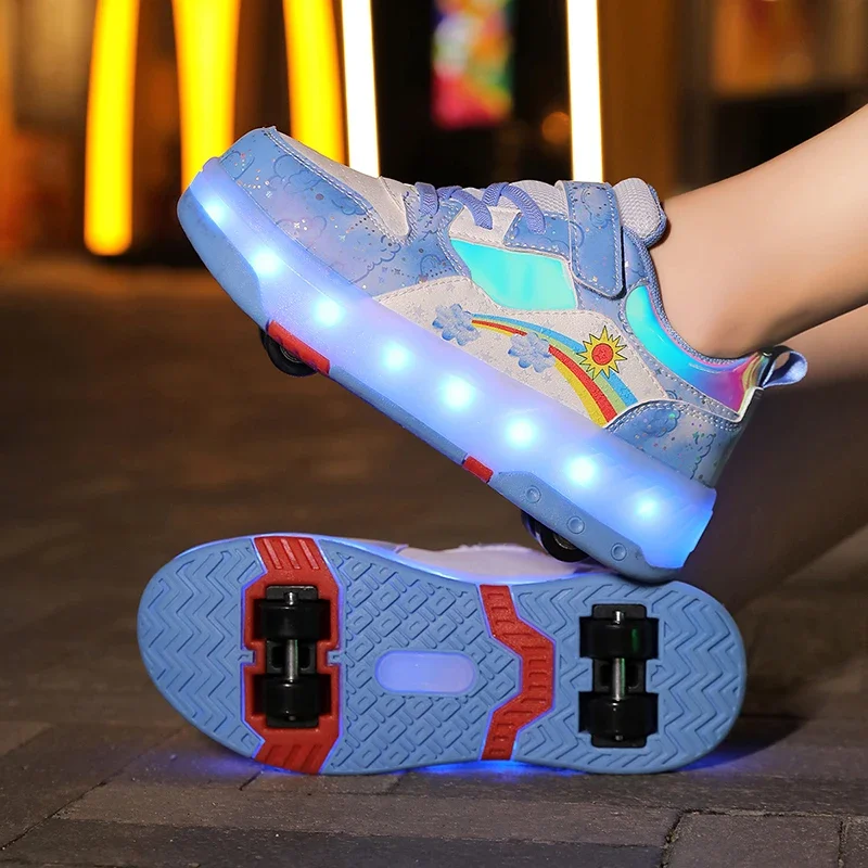 Rollschuhe für Kinder und Jugendliche – modische, verbesserte Ausgabe mit erhöhter Stabilität – abnehmbarer Sportschuh mit doppeltem Verwendungszweck Image