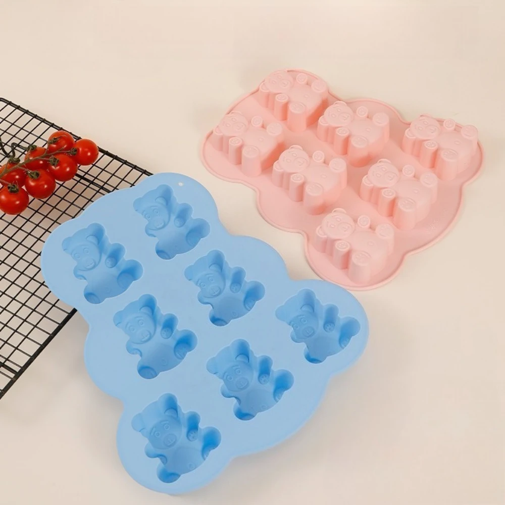 Schöne Bären-Kuchenform aus Silikon, 7 Löcher, Tier-Keksform, kälte- und hitzebeständig, für Schokolade, Süßigkeiten, Fondant, Küchenbedarf Image