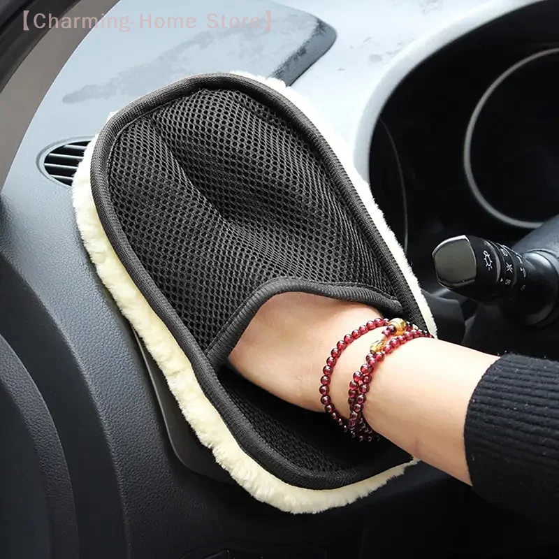 1PC Auto Waschen Handschuhe Verdickt Plüsch Auto Wischen Handschuhe Wachsen Polieren Auto Reinigung Produkte Plüsch Lumpen Dish Handschuh Reinigung werkzeug Image