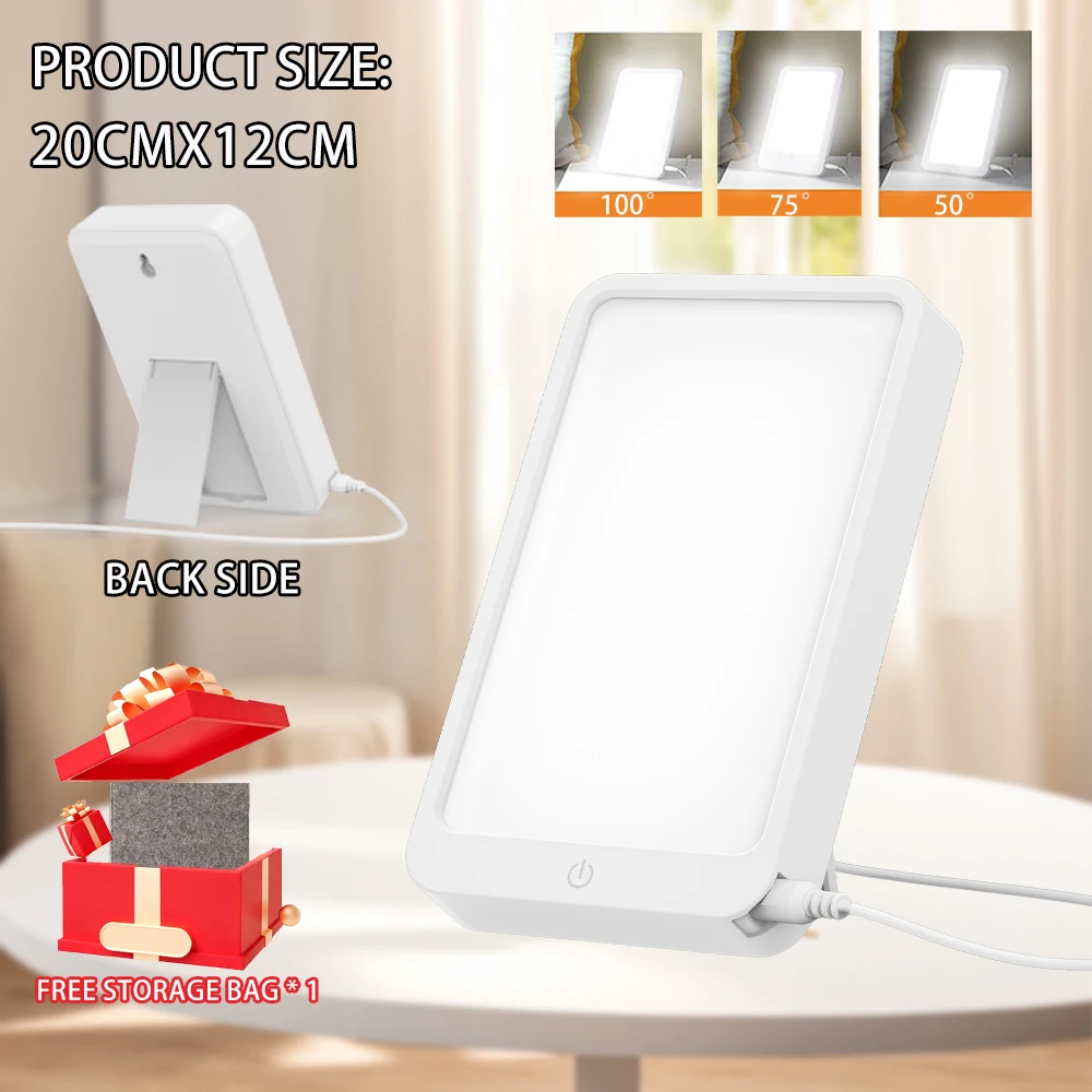 Lampe de thérapie à la lumière du jour LED Lampe antidepresseur Lampe à lumière du jour Ajustée 3 modes d'éclairage Bonne pour la veilleuse LED anti-dépression