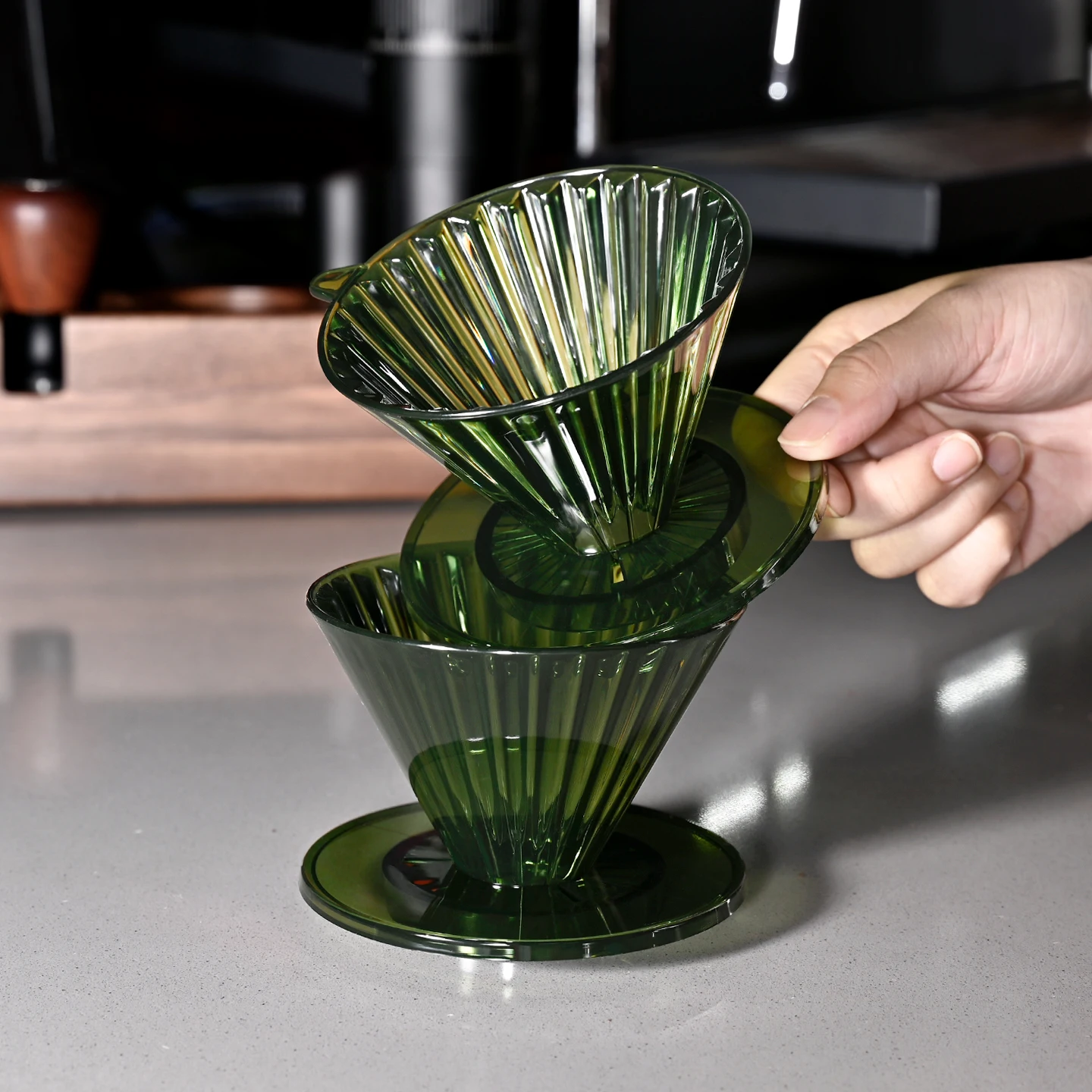 Wiederverwendbarer Kaffeetropfer für 1–2 Tassen, Harz-Kaffeefilter zum Übergießen von Barista-Kaffeebrühen, Kaffeetrichter, Filtertöpfe, fantastische Tasse Image