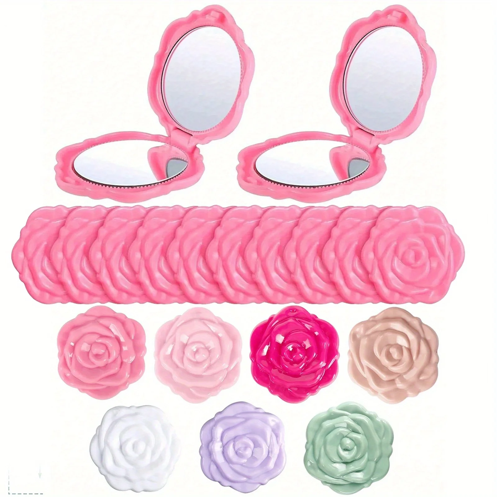 Tragbarer und faltbarer Schminkspiegel mit Rosenblüten, Hochzeitsgeschenke, stilvolle Spiegel für Frauen und Mädchen. Image