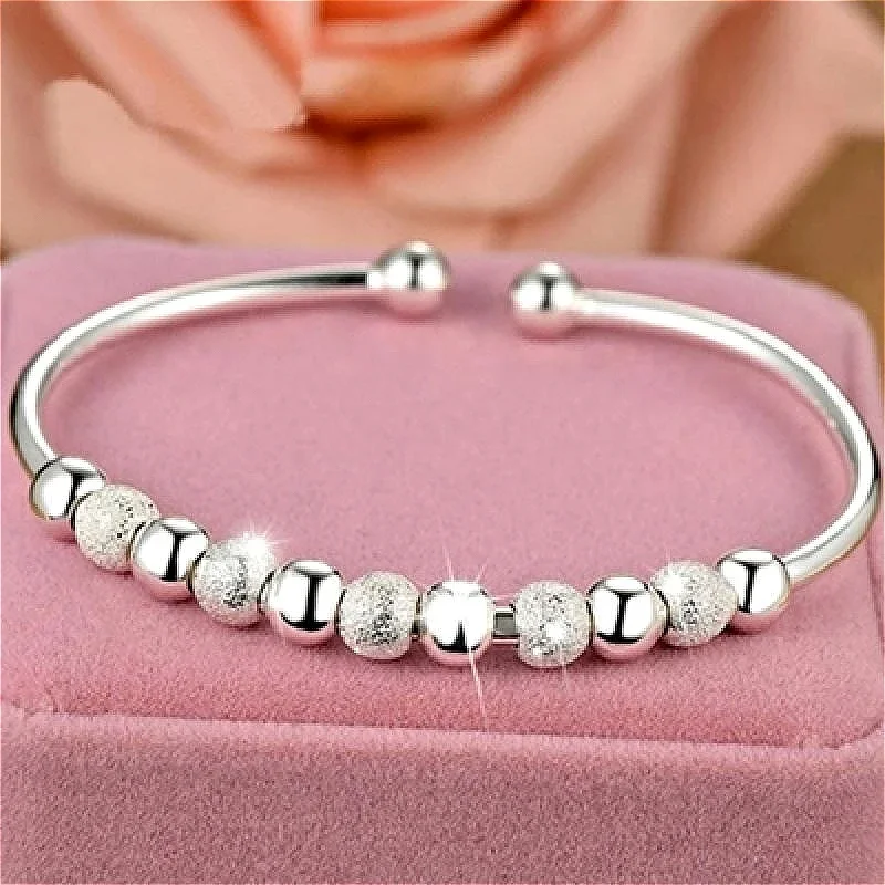 Neue 925 Sterling Silber Kugel Armbänder Für Frauen Mode Luxus Glück Perlen Öffnung Armbänder Party Hochzeit Edlen Schmuck Geschenke Image