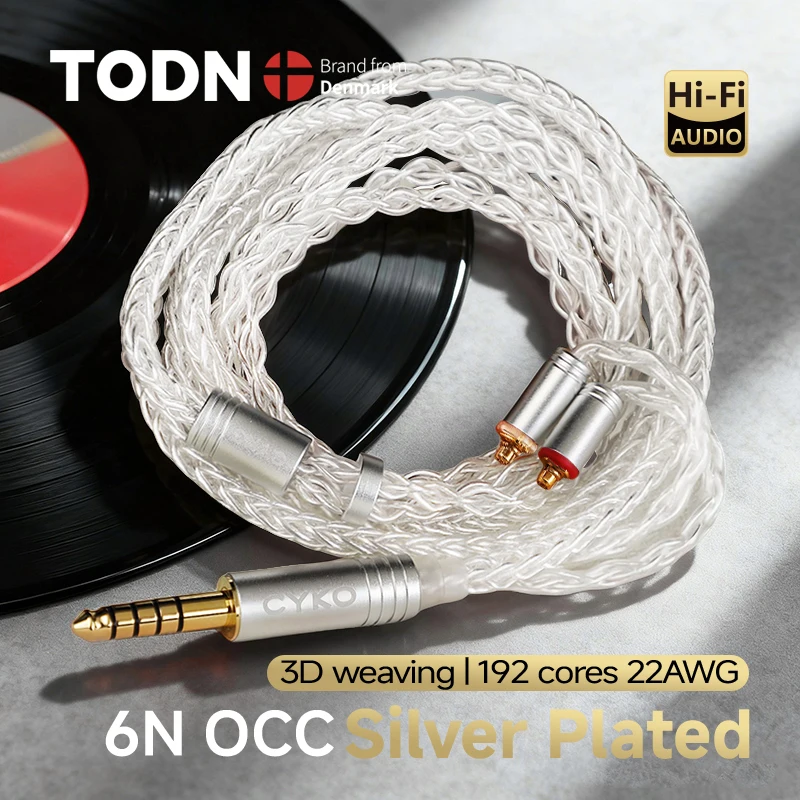 CYKO HIFI 8-adriges 6N-Einzelkristall-Kupfer-versilbertes Kopfhörerkabel 3,5/4,4 mm MMCX/0,78 mm 2-polige IEM-Upgrade-Kabel Image