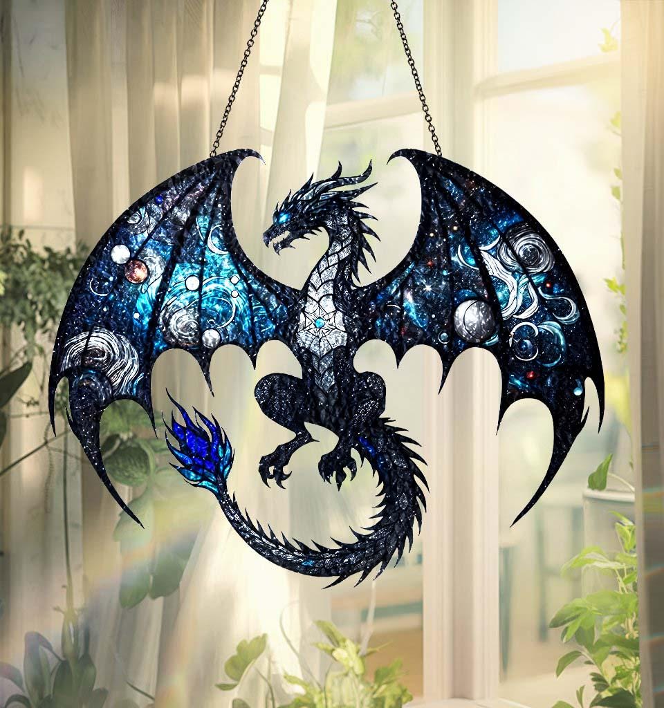 Ornamento acrilico a forma di drago, acchiappasole fantasy a forma di drago, arredamento gotico per la casa, regali per gli amanti dei draghi, regalo