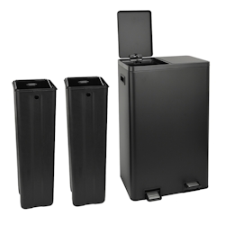 SVITA TMH2X30 Mülleimer 60L Mülltrennsystem 2 Fächer 2x30L Softclose-Deckel Pedal versteckbar Kunststoff Inneneimer Schwarz Image