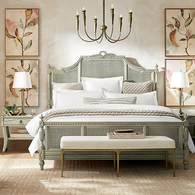 Beauvier Bedroom Set in French Patina - Queen, Bed, Two Nightstands - Frontgate