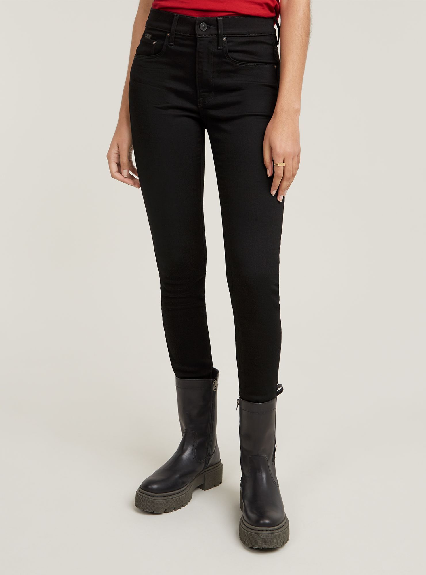 5-Pocket-Jeans G-STAR "3301 Skinny Jeans", Damen, Gr. 27, Länge 32, pitch schwarz, Obermaterial: 65% Baumwolle, 27% Baumwolle, 7% Elastomultiester, 1% Elasthan, Jeans 5-Pocket-Jeans