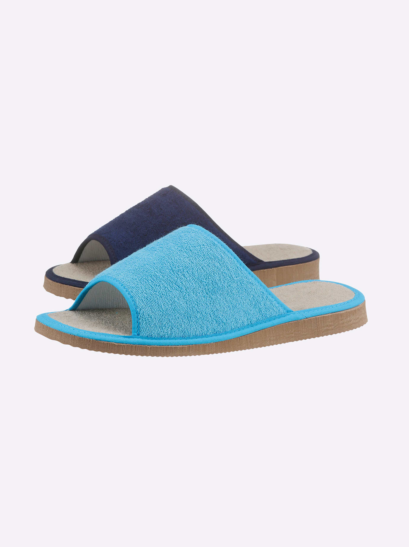 Pantoffel CLASSIC, Damen, Gr. 37, blau (türkis, marine), Textil, Schuhe Damenschuh Hausschuh Pantoffeln