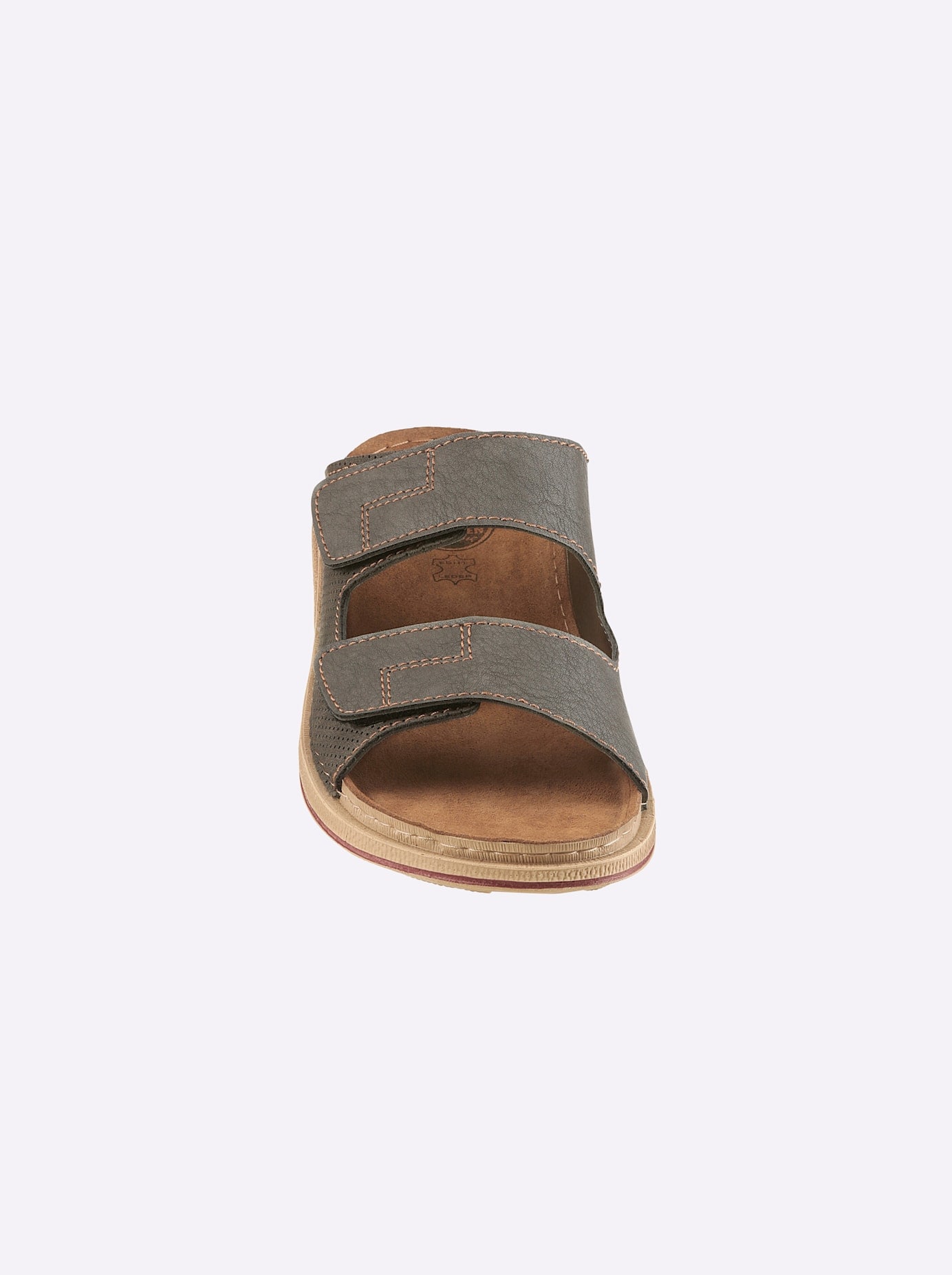 Pantolette FRANKEN-SCHUHE, Damen, Gr. 44, grau, Lederimitat, Schuhe Pantolette