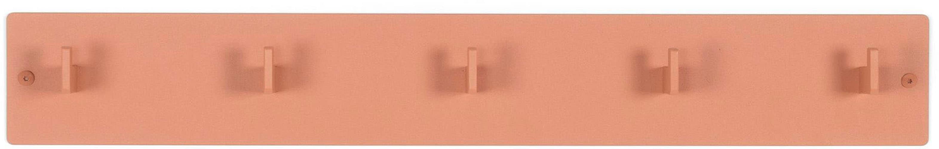 Garderobenhaken SPINDER DESIGN, rosa, B:70cm H:10cm T:7cm, Metall, Garderobenhalter, Garderobenhaken, Metall, Zeitloses Design, 5 Haken, Breite 70 cm