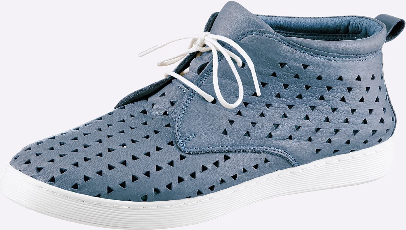 Schnürschuh HEINE, Damen, Gr. 41, jeansblau, Glattleder, Leder, Schuhe Schnürschuh