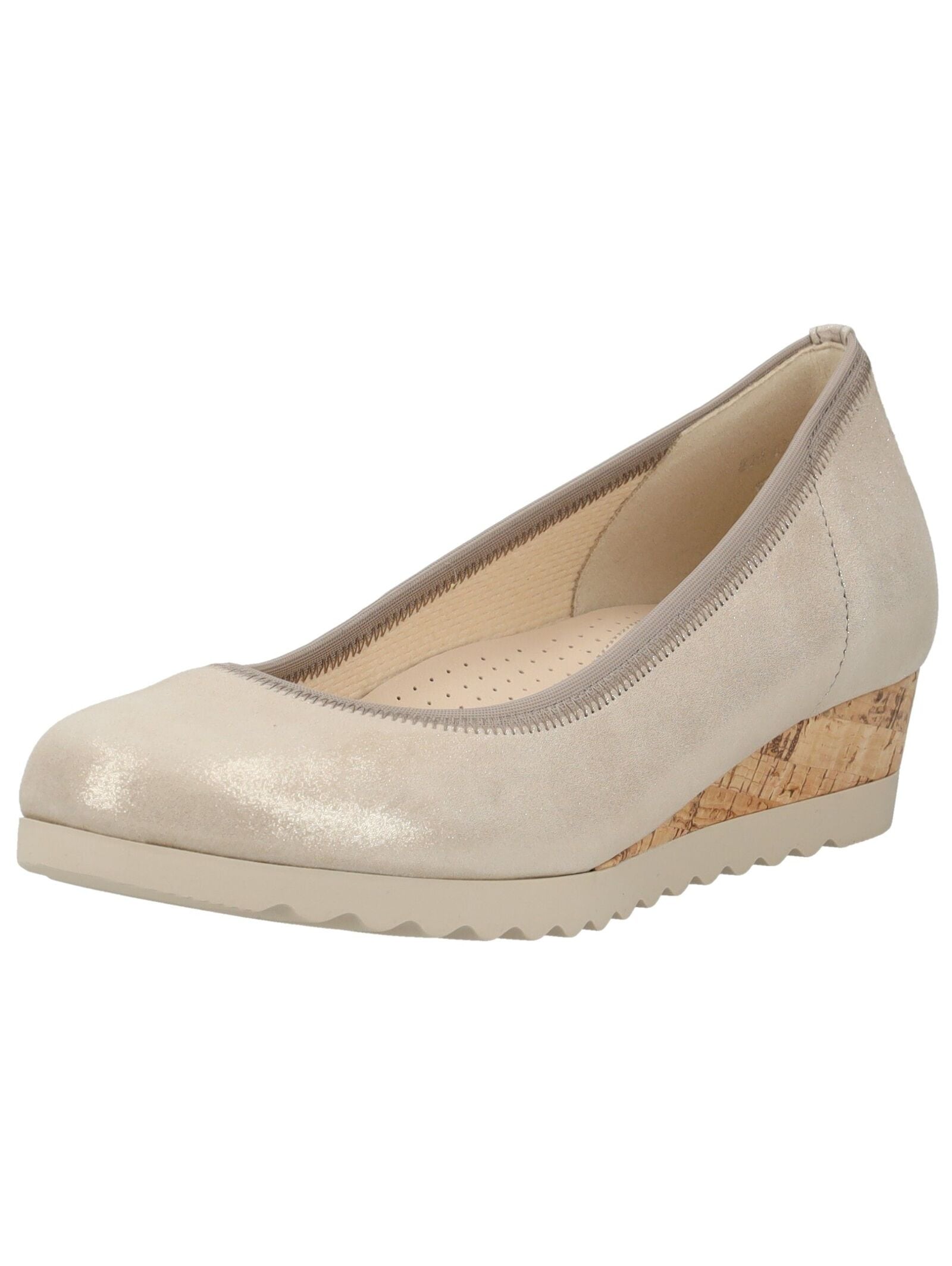 Keilpumps GABOR COMFORT "Gabor Comfort Pumps Leder", Damen, Gr. 40, beige lack, Leder, Schuhe