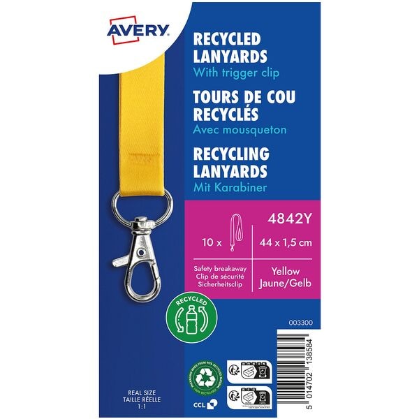 Avery Zweckform Lanyards »gelb« rPET 440x15mm 10 Stück, 1.5 cm Image