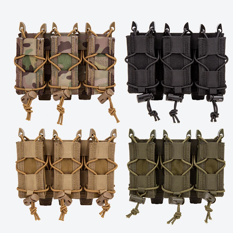Pochette pour magazines tactique Molle Triple, 9mm, pochettes magnétiques à Double couche, porte-cartouche universel pour gilet CS de chasse