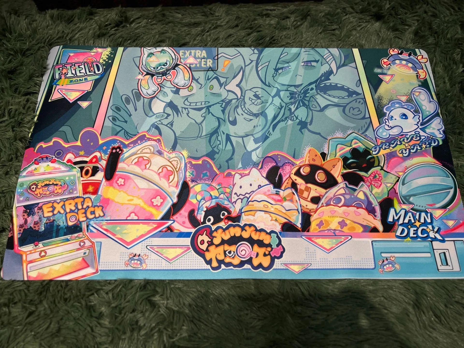 Original DIY Yugioh LiveTwin & Yummy Spielmatte Yu-Gi-Oh! Trading Card Games Mat Duel Plate Gummikartenmatte