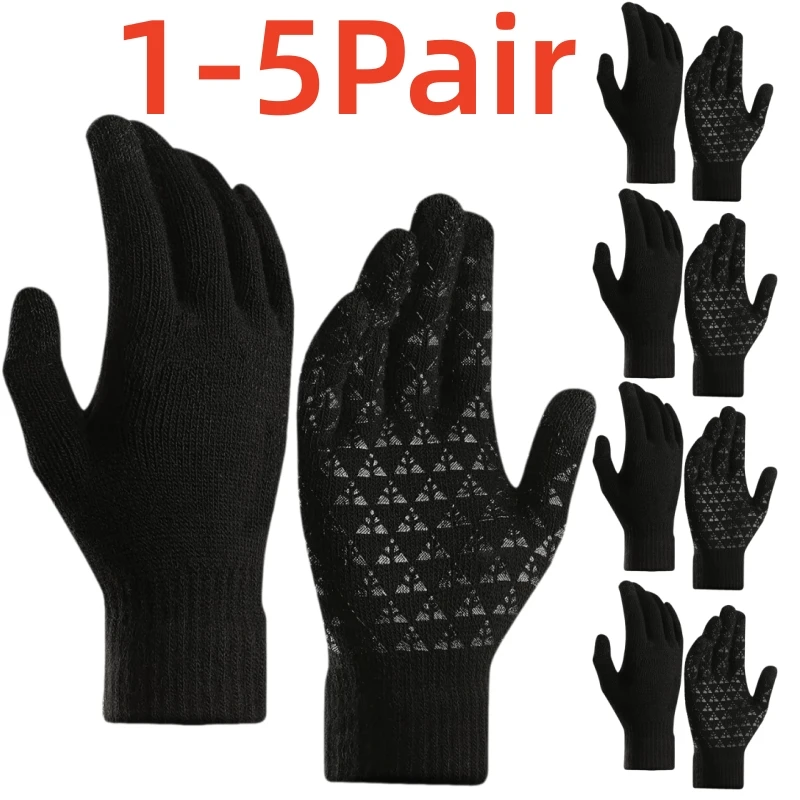 1-5 paires de gants d'hiver pour sports de plein air, course à pied, gants chauds à écran tactile pour la salle de sport et le fitness, gants à doigts entiers pour hommes et femmes, gants magiques