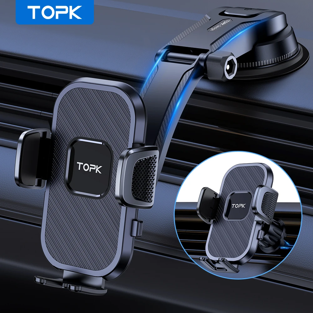 TOPK Universal-Autotelefonhalterung für iPhone Xiaomi Samsung, mobiler Auto-Unterstützung für Armaturenbrett, Windschutzscheibe, Lüftungsschlitze, Telefonhalterung Image