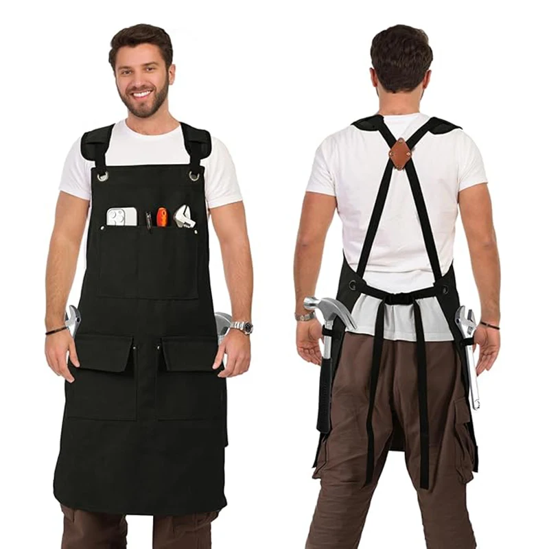 Schöne, gut verdickte Catering-Schürze, Baumwoll-Leinwand, wasserdichte Kochschürzen, Geschäft, Küche, Haus, Gartenarbeit, Arbeitskleidung für die Arbeit Image