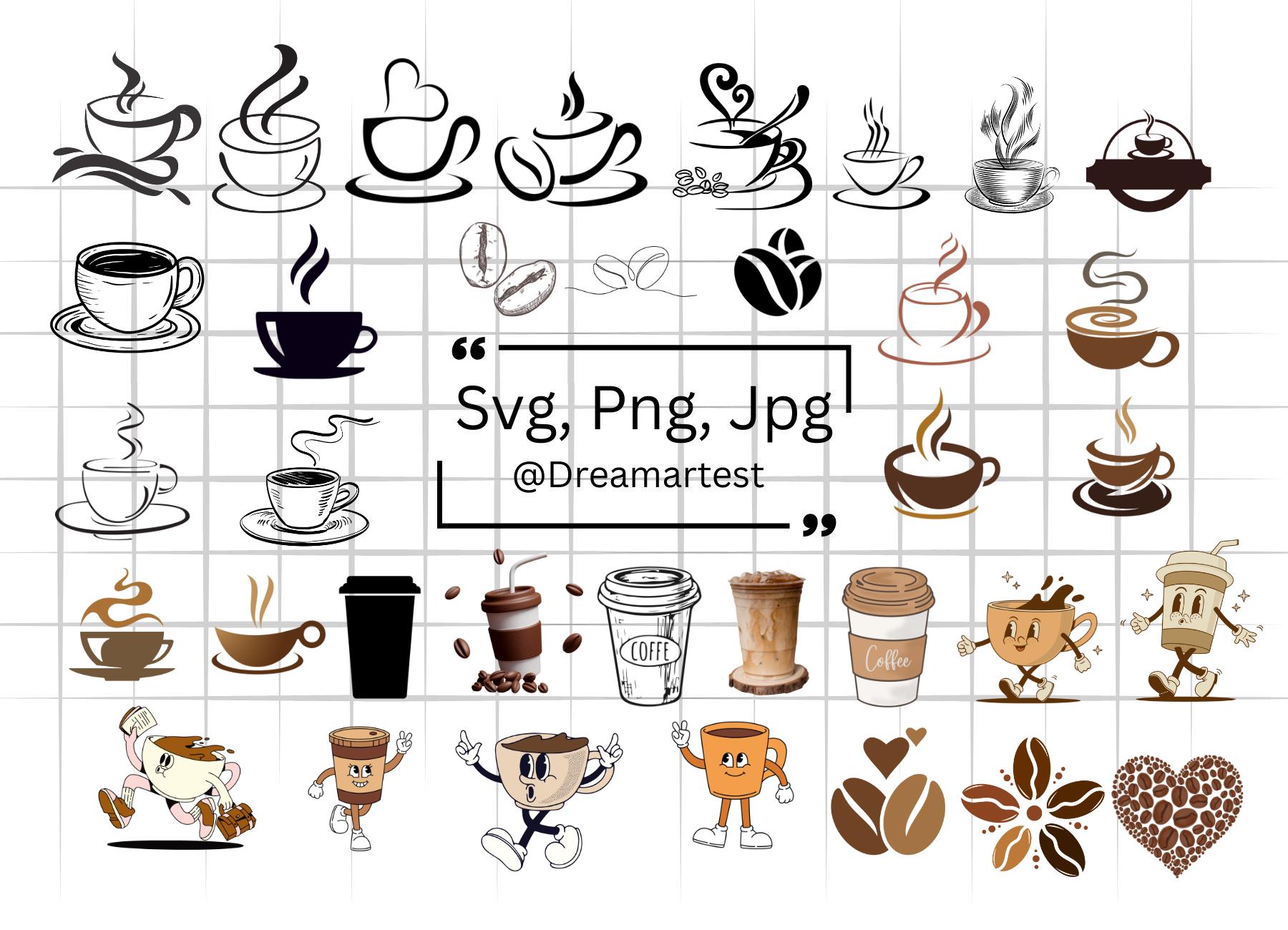 Pacchetto SVG Caffè, Pacchetto PNG Caffè, Caffeina SVG, Bar del caffè SVG, Maglietta caffè SVG, Tazza da caffè SVG, File di taglio SVG per Cricut e Si