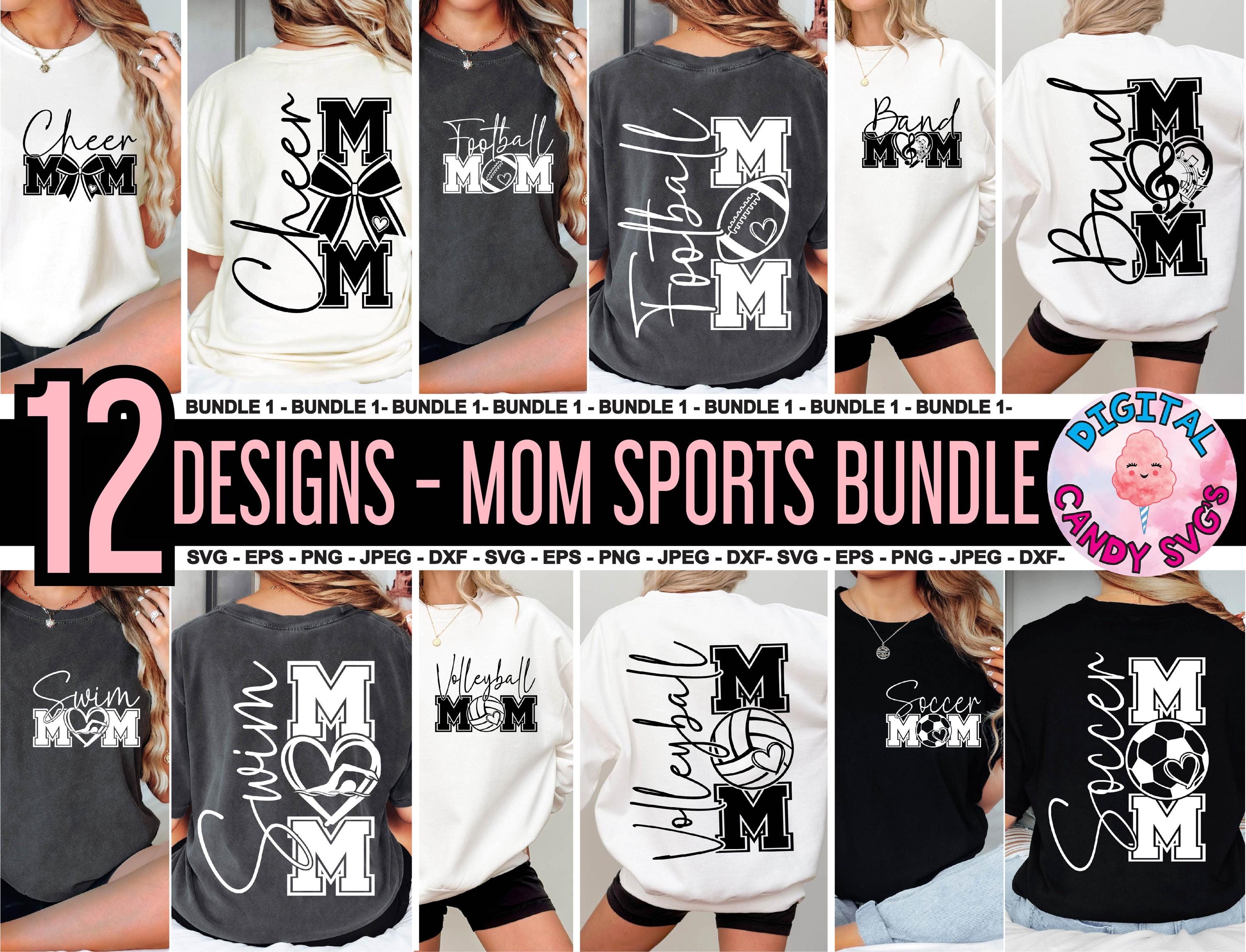 Pacchetto mamma sportiva in formato SVG PNG, mamma di calcio in formato SVG PNG, mamma cheerleader in formato SVG, mamma di gruppo in formato SVG, mam