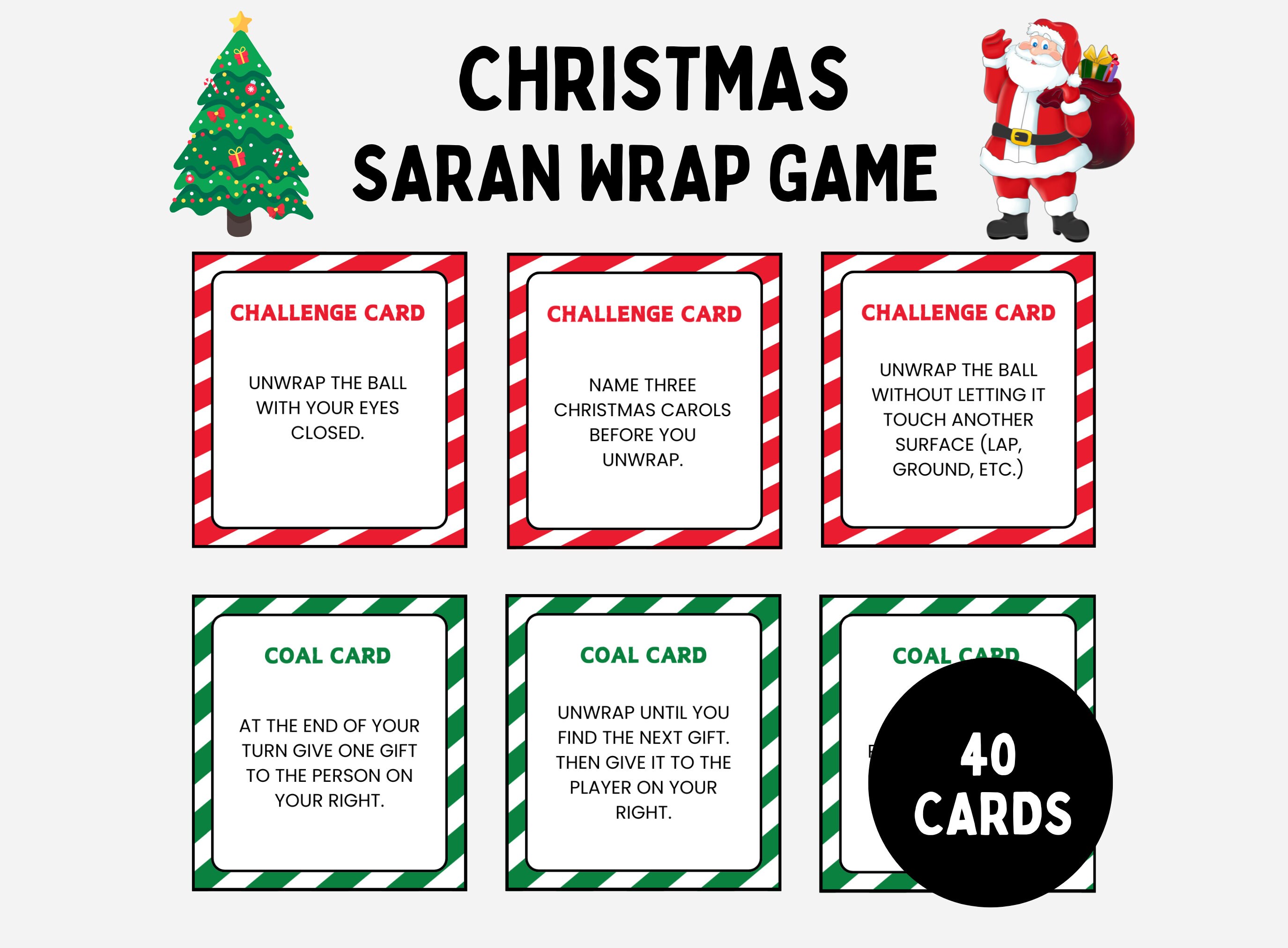 Saran Wrap Ball Game, gioco di dadi natalizi stampabile, Wrap Trap, divertente gioco per feste di Natale, gioco di scambio di regali, passa il regalo,