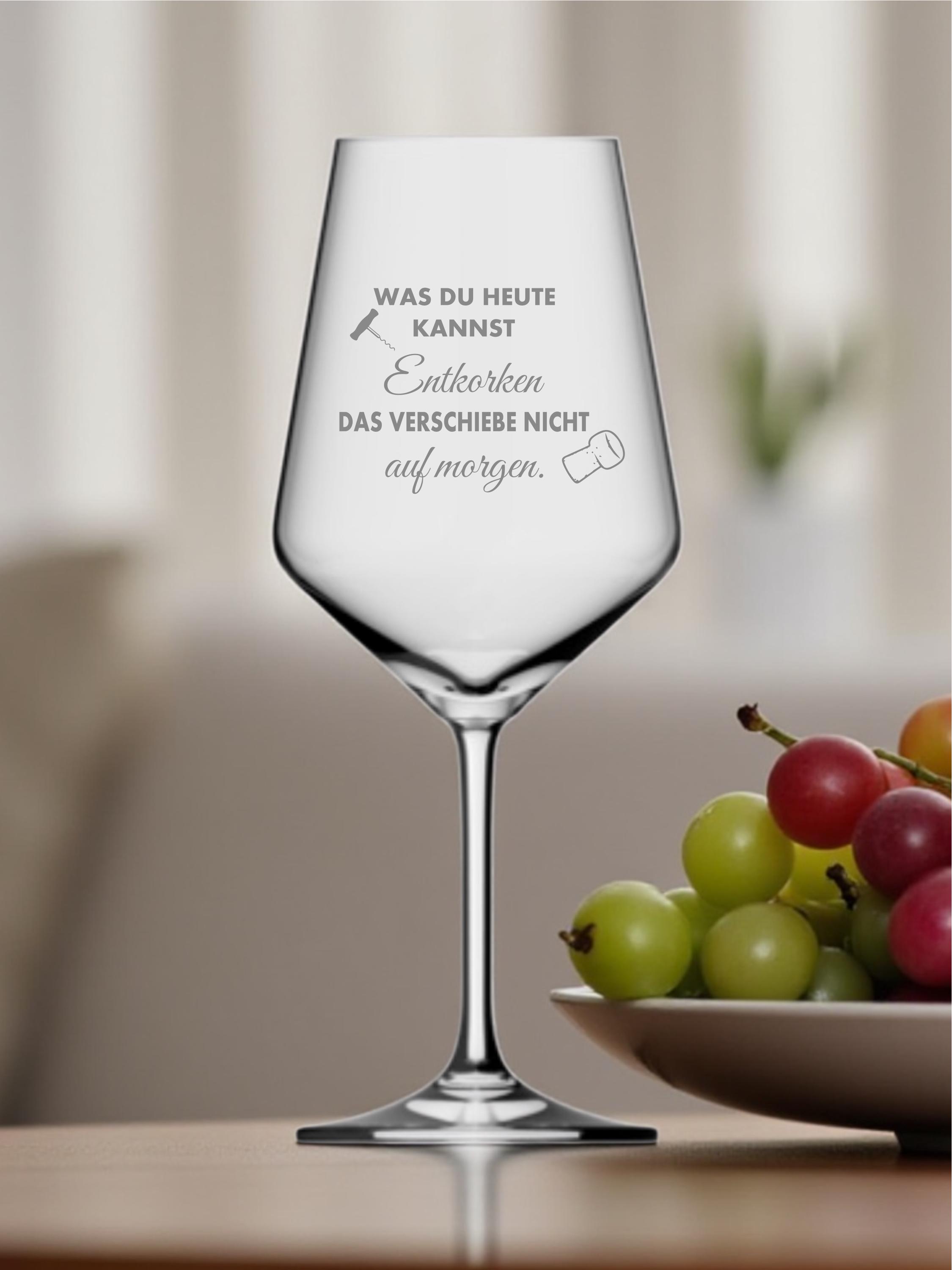 "Bicchiere da vino inciso, \"Quello che puoi stappare oggi, non rimandarlo a domani\", bicchiere da vino inciso, regalo per gli amanti del vino, vino"