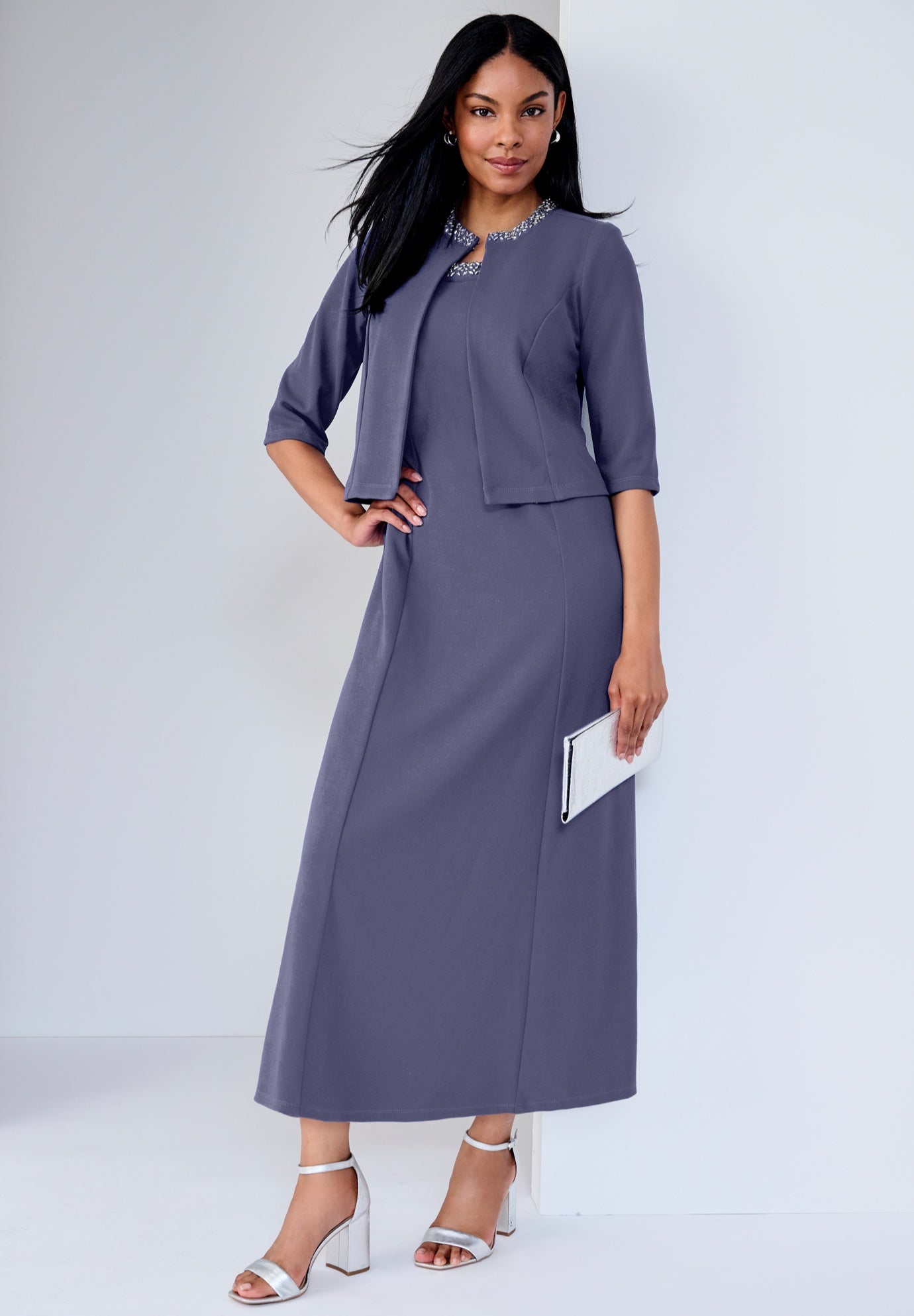 Plus Size Women's 2-Piece Beaded Jacket Dress by Jessica London in Deep Dusk Beaded Neck (Size 18 W) Suit