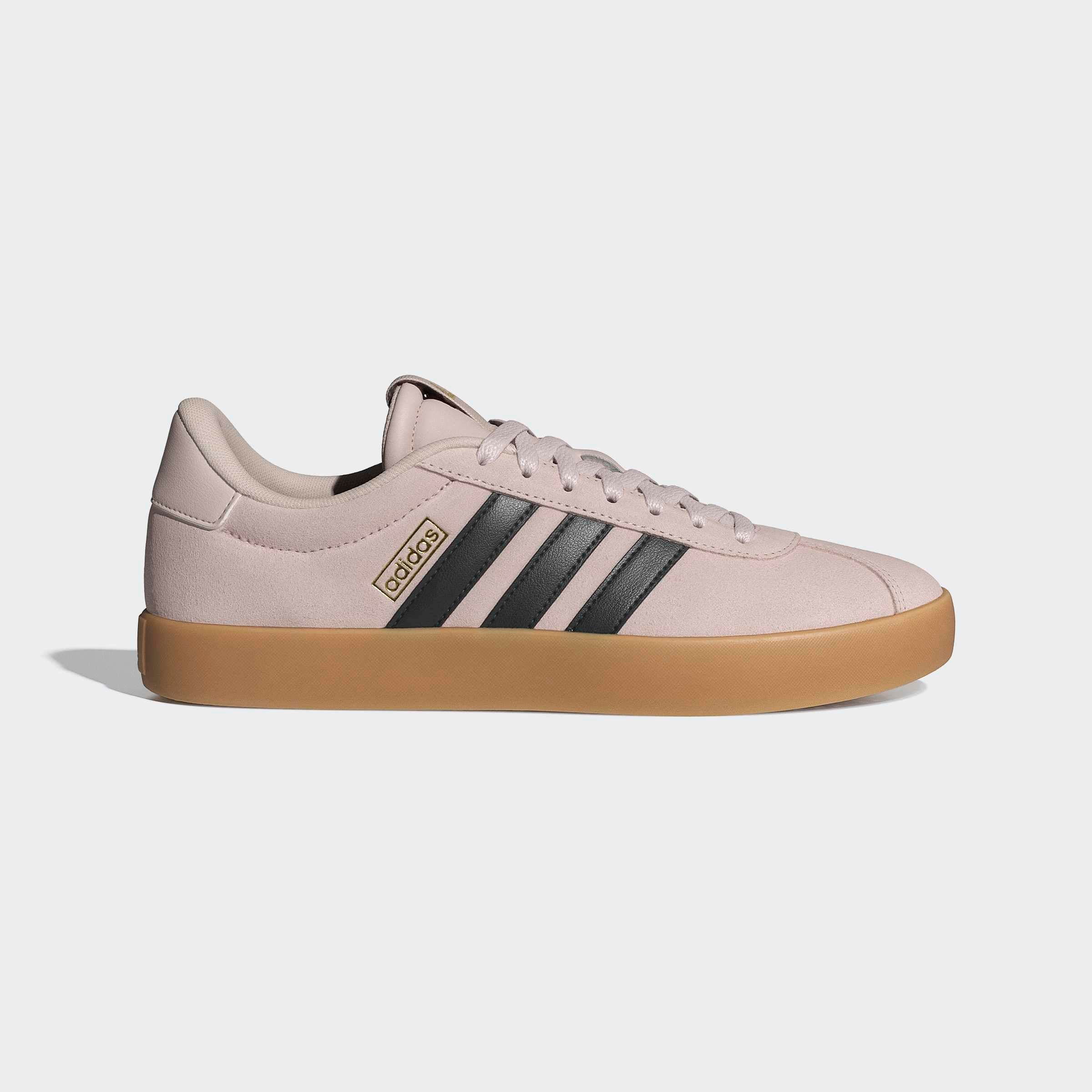 Sneaker ADIDAS SPORTSWEAR "VL COURT 3.0", Herren, Gr. 38,5, putty mauve, core schwarz, gold metallic, Leder, Synthetik, Schuhe Sneaker, inspiriert vom Design des adidas samba