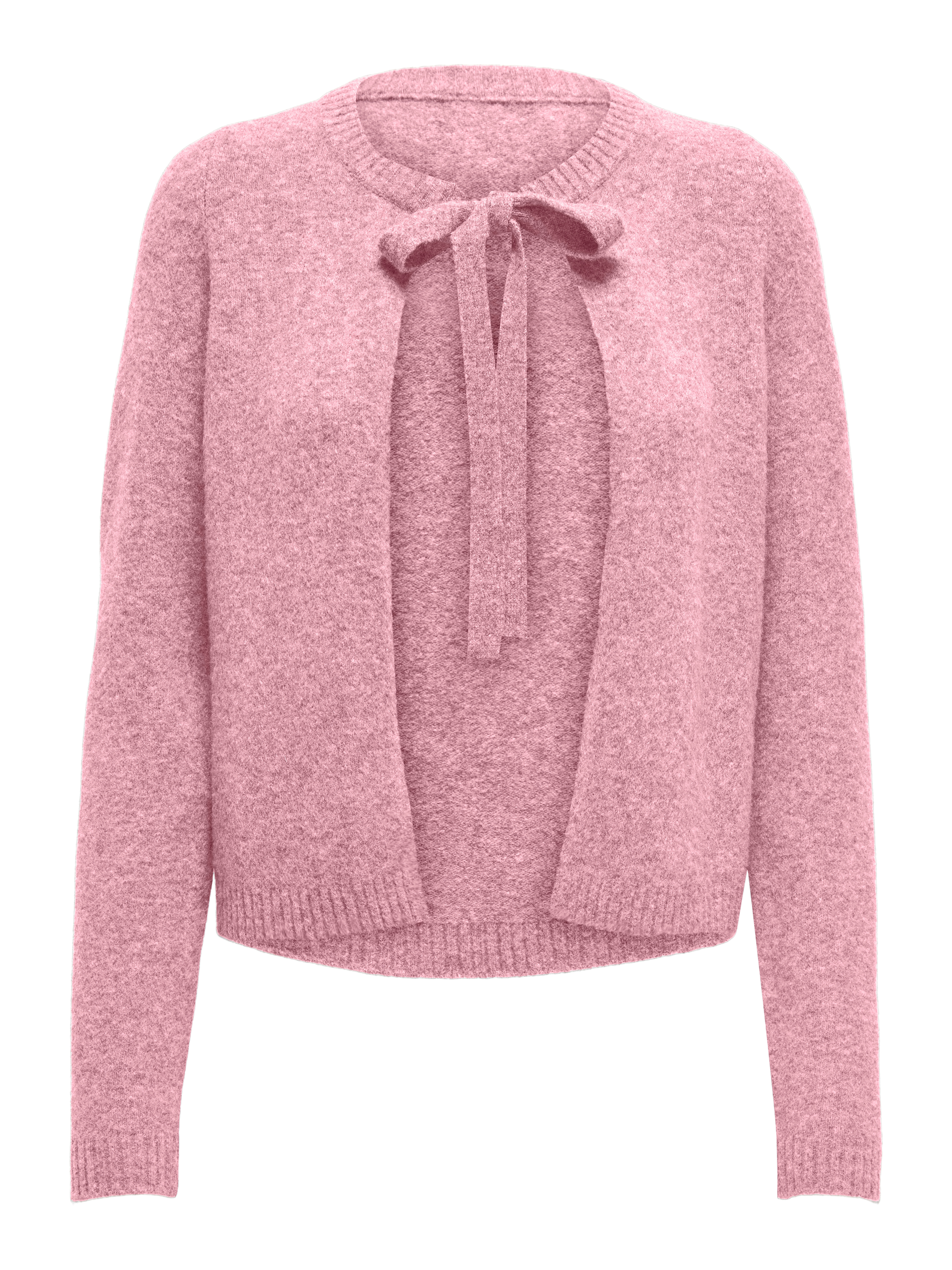 Strickjacke ONLY "ONLJESSIE LS ONE STRING CARDIGA KNT", Damen, Gr. XS, romance rose detail:melange, Strick, Obermaterial: 35% Polyester, 30% Nylon, 25% Polyacryl, 7% Wolle, 3% Elasthan, meliert, normal, Rundhals, Strickjacken Strickjacke