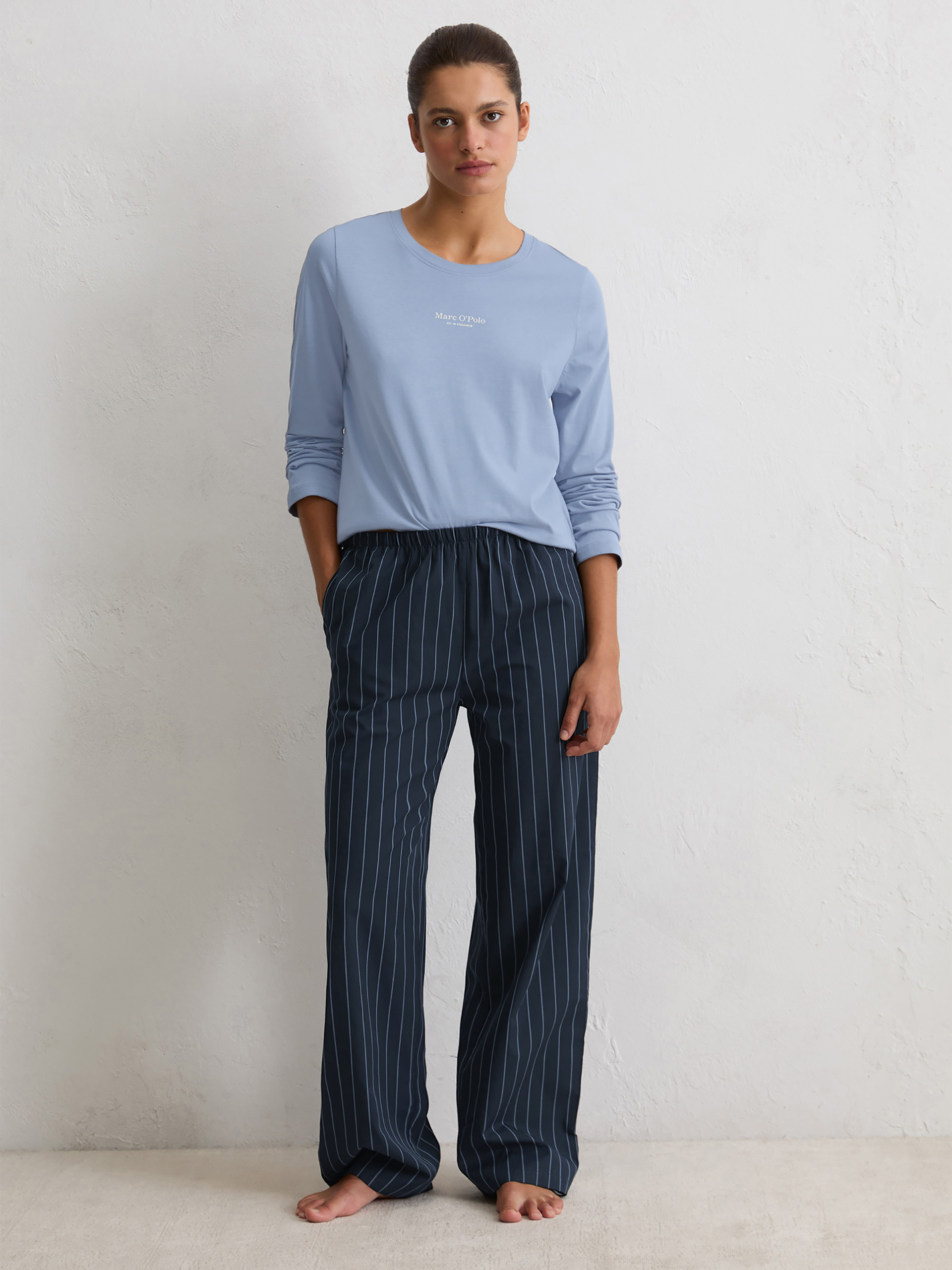 Marc O'Polo Pyjamahose Mix n Match Woven - Dunkelblau