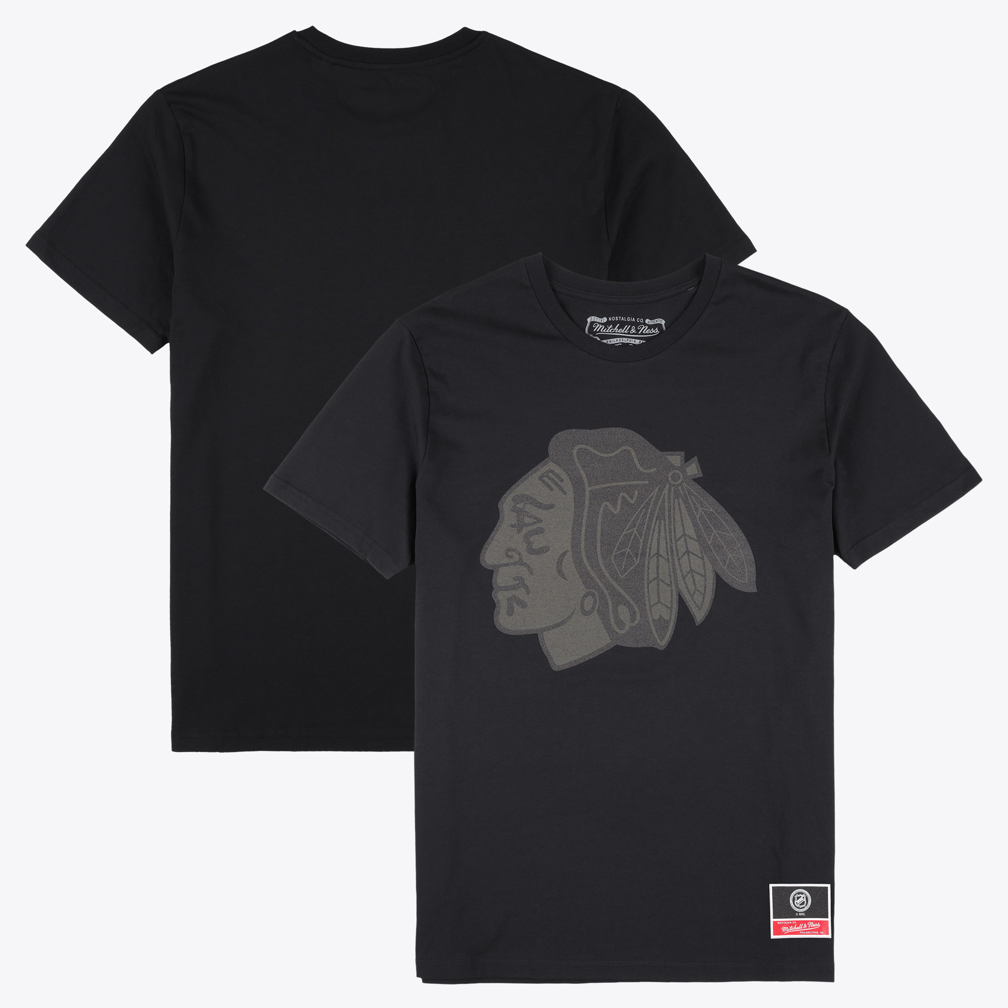 Chicago Blackhawks Mitchell & Ness Tonal Print T-Shirt - Schwarz - Herren Image