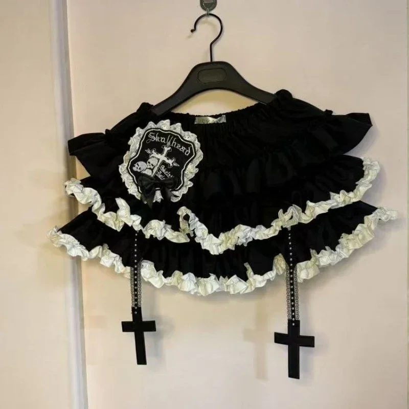 Sommer Gothic Y2k Elastische Taille Kreuz Kurzen Rock Frauen High Street Chic Dünne Heiße Mädchen Röcke Weibliche Ästhetischen Neue Punk Outfits