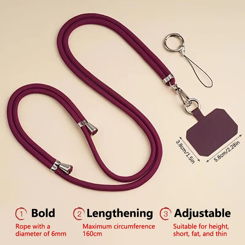 Cordino per collana con cordino a tracolla Regolazione universale del telefono cellulare Corda lunga per appendere Ziai con cordino anti-smarrimento a clip