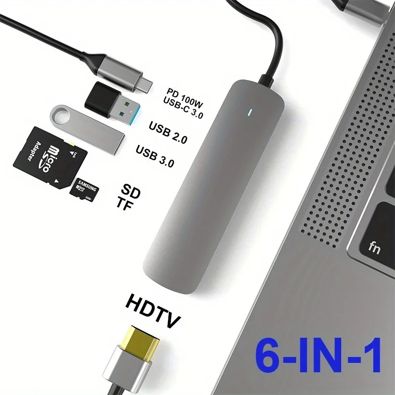 Typ C auf HDMI-kompatibler Adapter USB C Hub Dockingstation für MacBook Air iPad M2 M1 – USB 3.0 HUB mit Ethernet-Anschluss Image