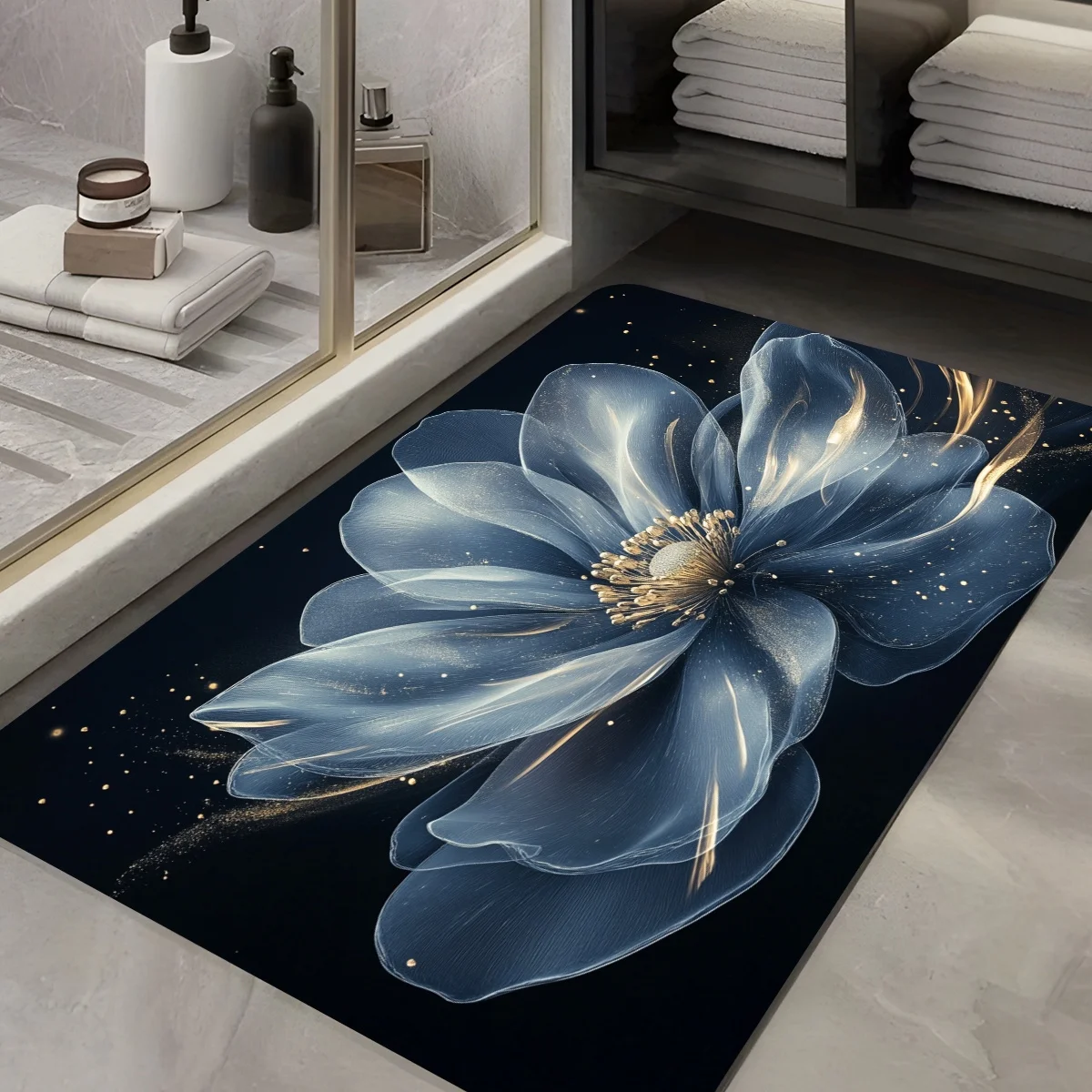 VIKAMA luxe bleu fleur salle de bain tapis de sol salle de bain salle de douche Absorption d'eau séchage rapide tapis décoration de la maison