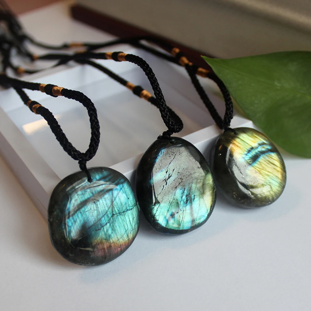 Naturale Labradorite pietra di luna ciondolo collana ciondoli collana di cristallo per le donne uomini di energia collana di pietra gioielli spirituali
