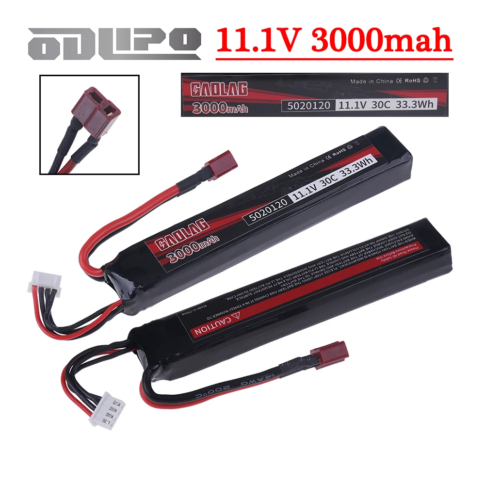 11,1 V 5020120 Lipo Batterie für Wasser Pistole Airsoft 11,1 V 3000 mAh Batterie T Stecker für Airsoft BB Air Pistole elektrische Spielzeug Pistolen Teile Image