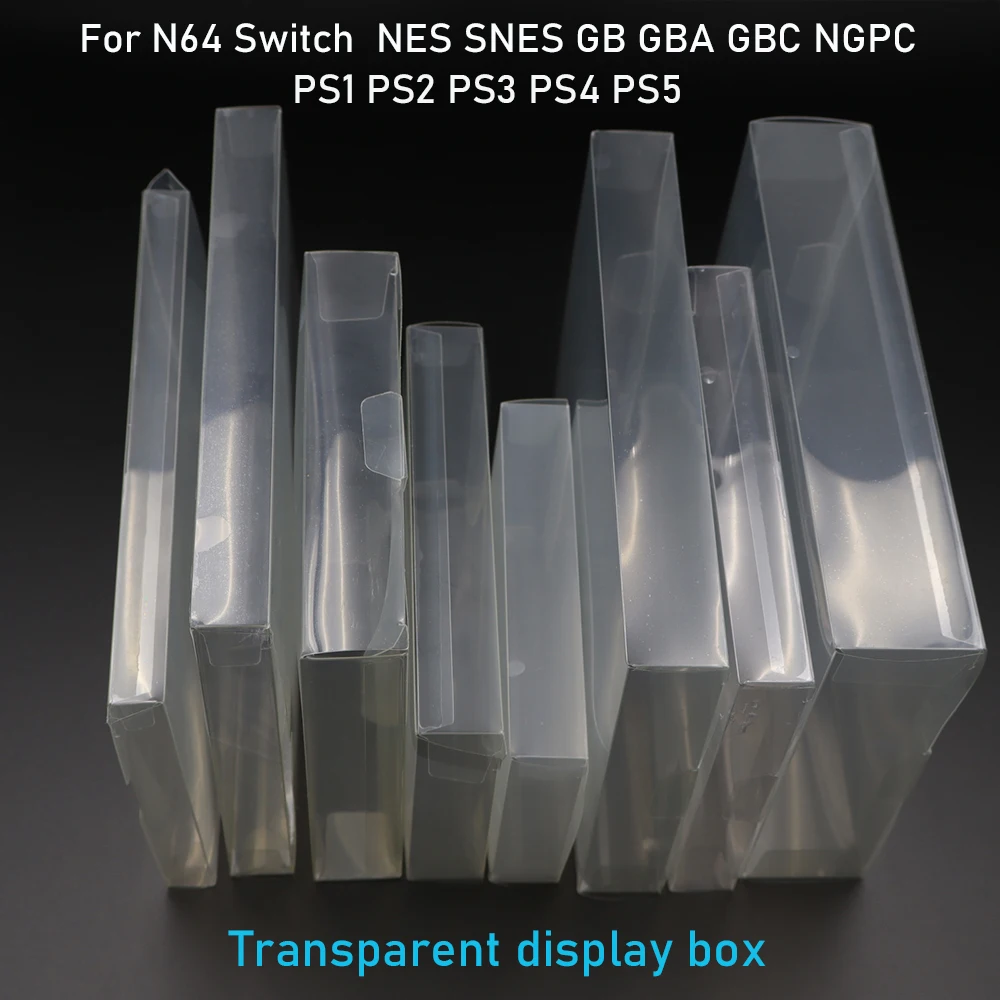 6PCS Spiel karte Display Box Schutz PET staubdicht box für GB GBA GBC NGPC Schalter PS1 PS2 PS3 PS4 PS5 für N64 NES SNES