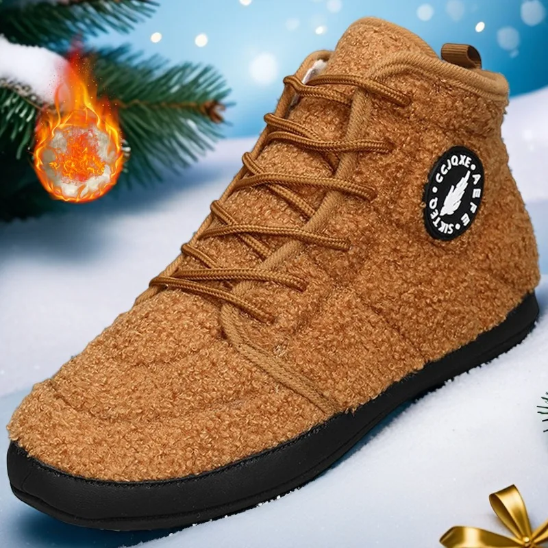 MAEDEF Herren Hausschuhe Warme Schlafzimmer Hausschuhe Männer Stiefel Dünne Unterseite Designer Männer Schuh Bequeme Casual Flache Mann Wanderschuhe Image