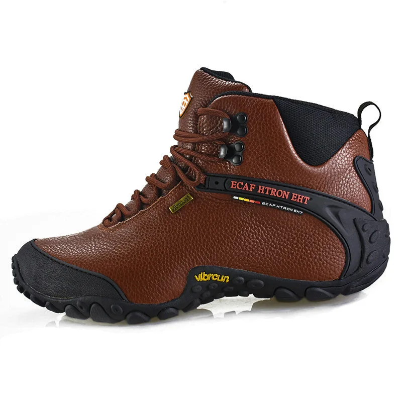 Herrenmode Echtes Leder Motorradstiefel Outdoor Sneakers Wanderstiefel Freizeit Klettern Bergsteigen Sportschuhe Image