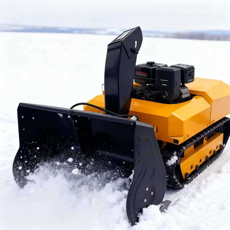 Maßgeschneiderte, ferngesteuerte Schneefräse für selbstfahrende Maschinen, leistungsstarke Schneekehrmaschine, geeignet für die Straßenschneeentfernung Image