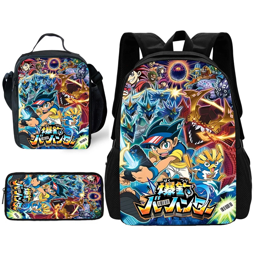 Sac à dos d'école pour enfants, Cool Anime Beyblades, avec sacs à déjeuner, sacs à crayons, sacs d'école pour garçons et filles, meilleur cadeau