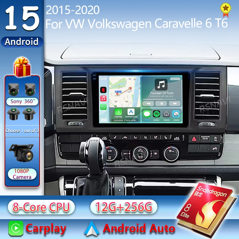 Android 15 Carplay Auto Auto Radio Für VW Volkswagen Caravelle 6 T6 2015-2020 Multimedia Video Player navigation GPS Stereo Audio Image