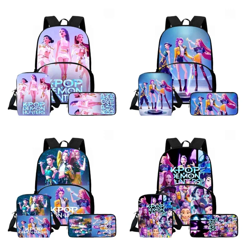 Dessin animé KPop démon chasseurs enfant école sac à dos avec poche avant, sacs à bandoulière, sacs à crayons pour, sacs d'école pour enfants